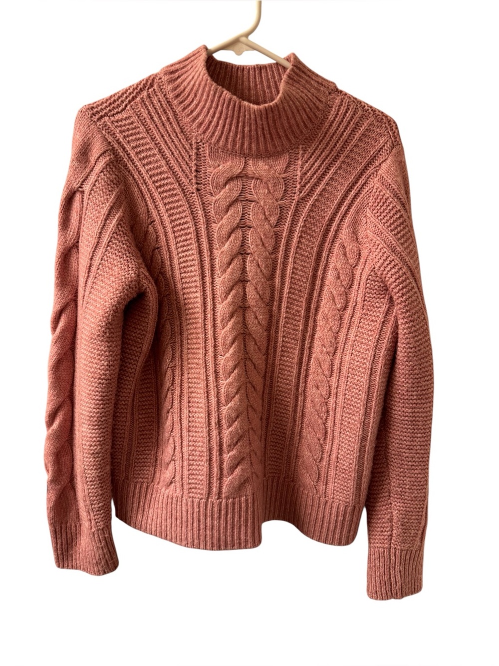 Vera Wang Chunky Cable Knit Turtleneck Sweater - Dusty Rose